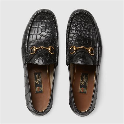 alligator gucci loafers|Gucci leather horsebit loafer.